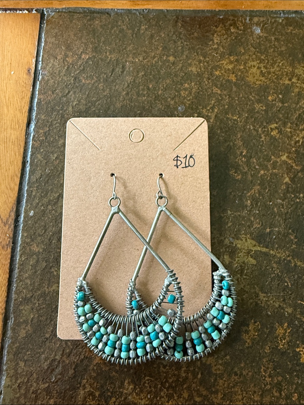 Handcrafted Turquoise Beaded Teardrop Earrings - Women Jewelry